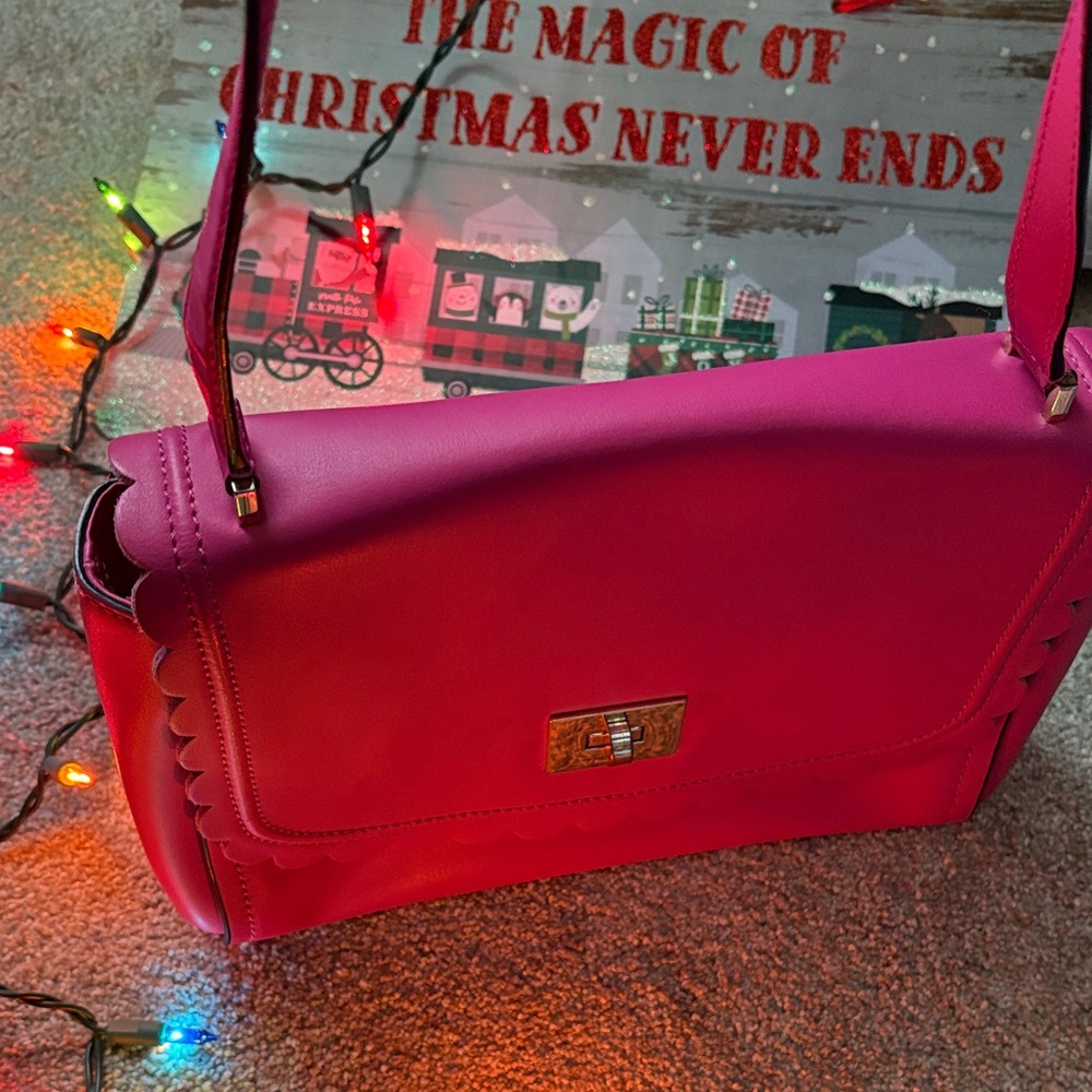 kate spade Hot Pink Scalloped Leather Shoulder Bag - Picture 3 of 6